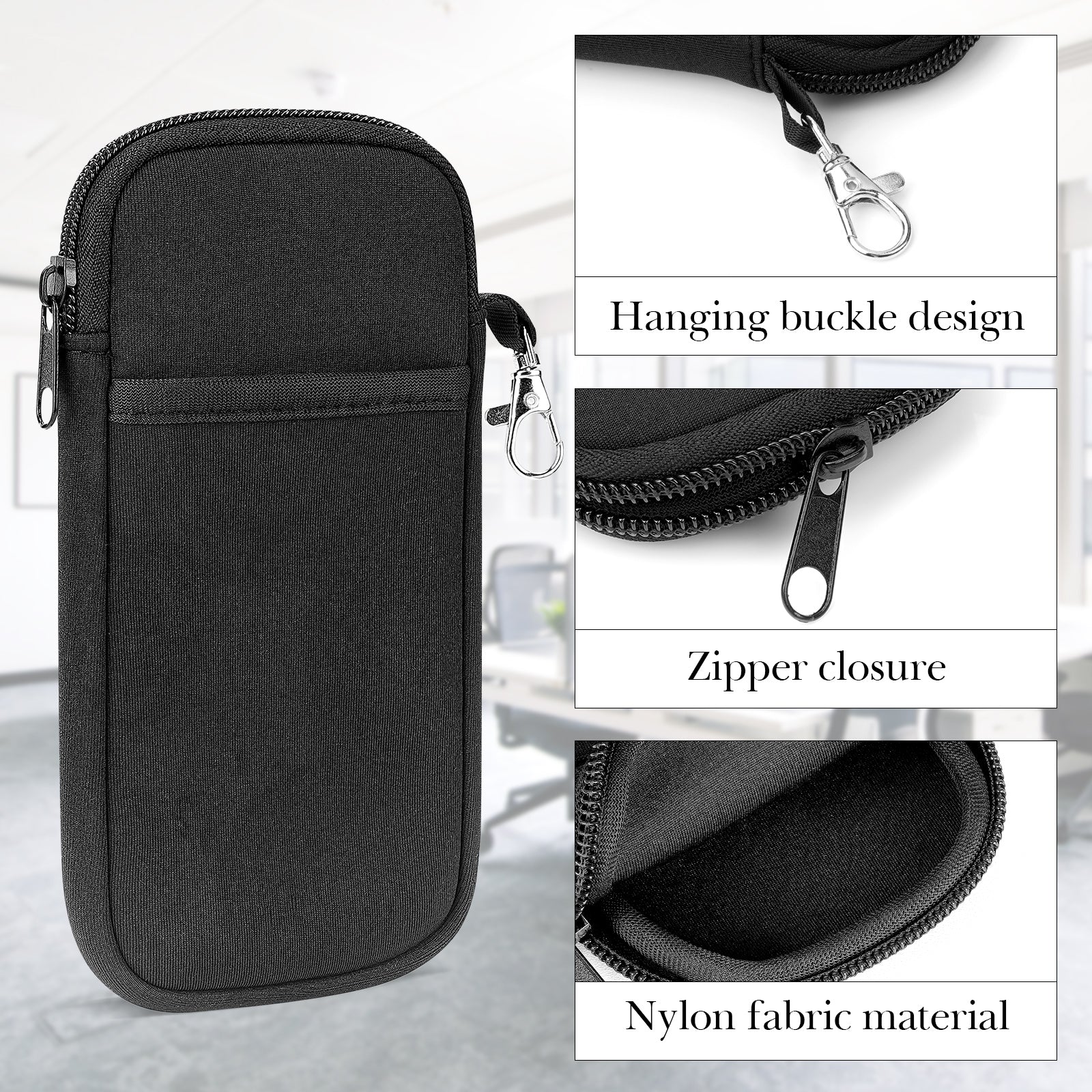 Extra Large Sunglasses Pouch Case with Metal Buckle, 2 Pack Sun Glasses Eyeglasses Organizer Soft Bag Compatible with CELINE CL40227U Versace VE4395 Gucci GG0595S GG0875S (XXL, Black)