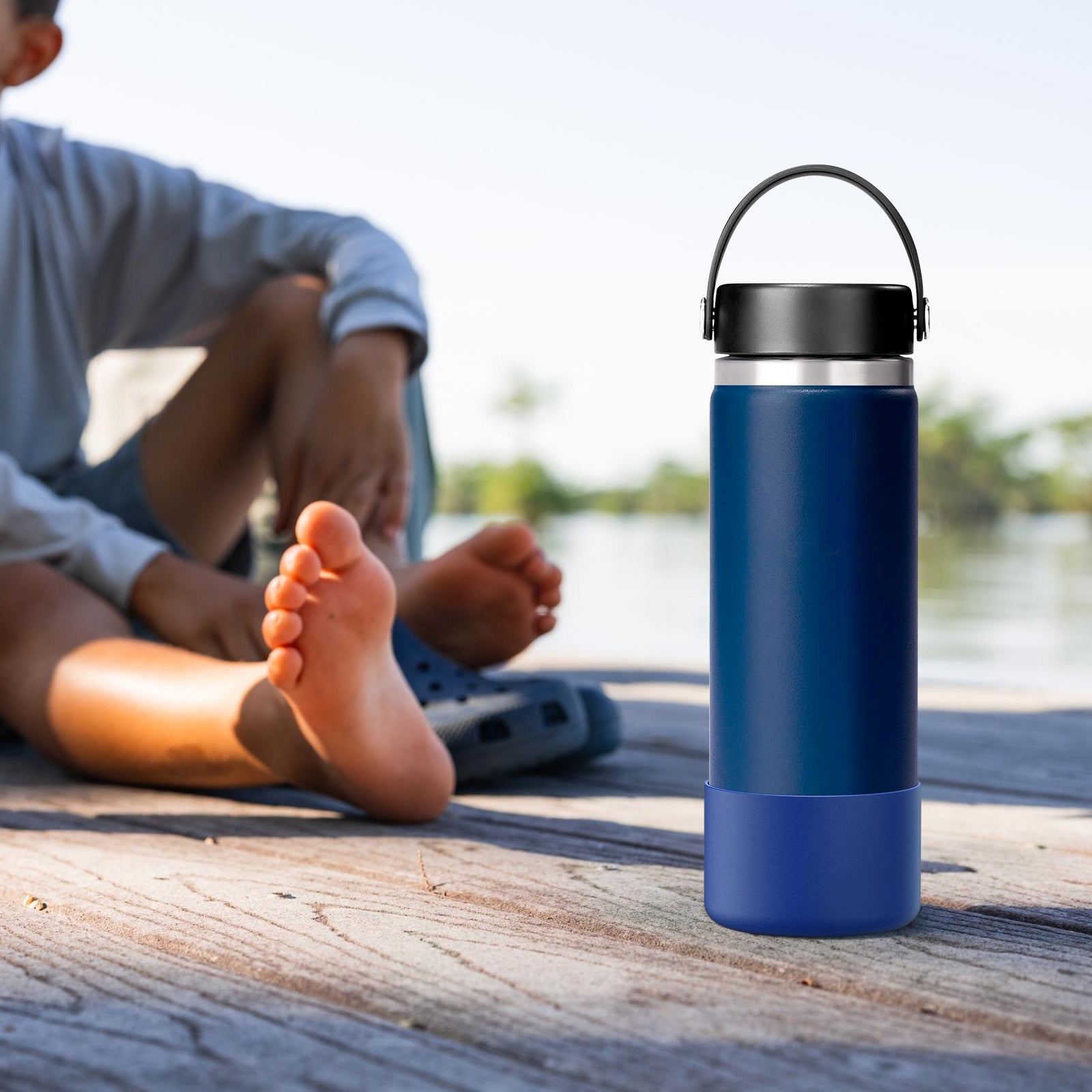 Linkidea 2 Pack Water Bottle Boot Compatible with Hydro Flask Wide Mouth Bottle 12oz/14oz/16oz/18oz/20oz, Silicone Bottle Bottom Sleeve Bumper Protector (Cobalt)