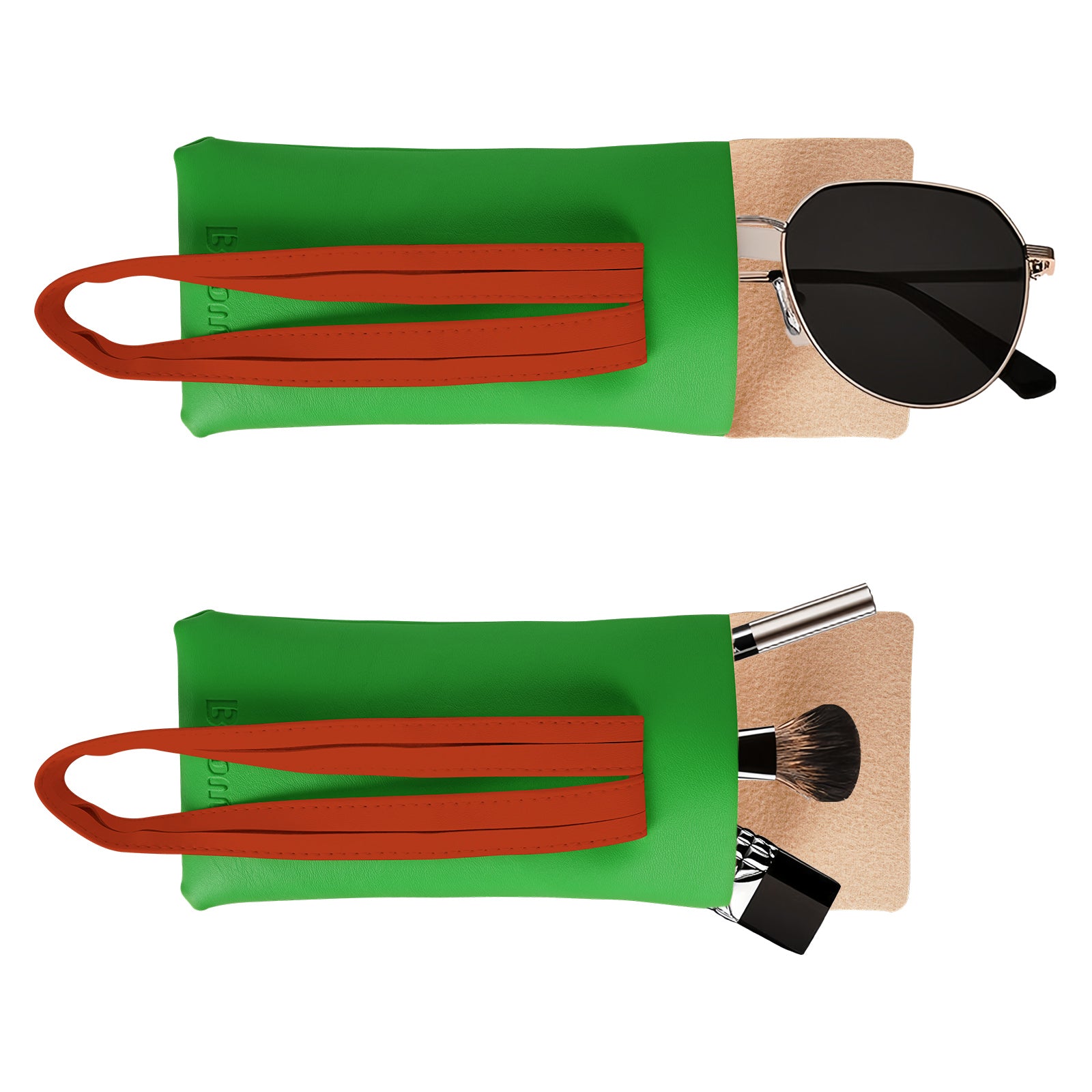 Extra Large Sunglasses Pouch Case, Vegan Leather Glasses Organizer Soft Bag Compatible with TOM FORD FT0965 FT0992 Gucci GG1105S GG1377S PR 29YS Runway (XXL, Green)