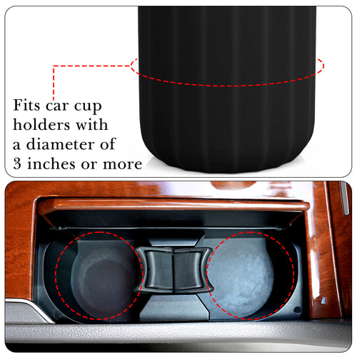 Car Cup Holder Sunglasses Stand, Extra Large Black Soft Silicone Eyewear Organizer with Plush Lined, Sun Shades Easy Access Storage, Scratch Protection
