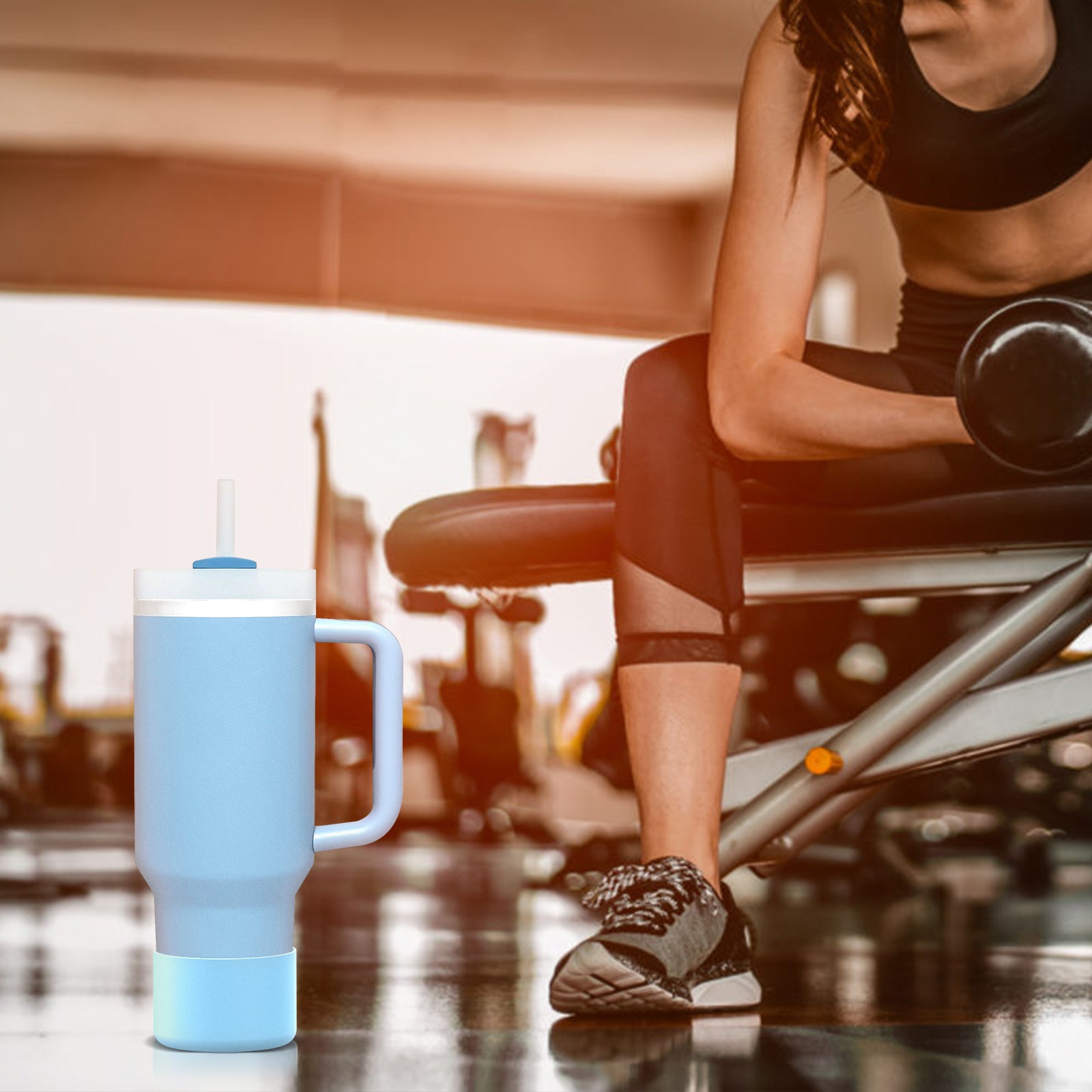 Linkidea 2 Pack Water Bottle Boot Compatible with Stanley Quencher H2.0 20oz/30oz/40oz, IceFlow Flip 20oz/30oz, Silicone Water Bottle Bottom Sleeve Cover Bumper Protector (Light Sky)
