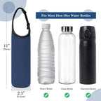 Linkidea Plastic Bottled Water Sleeve with Carry Strap Compatible with 16.9/20 Fl Oz Lifewtr, Smartwater, Portable Disposable Water Bottle Cover Holder for Outdoor, Navy Blue