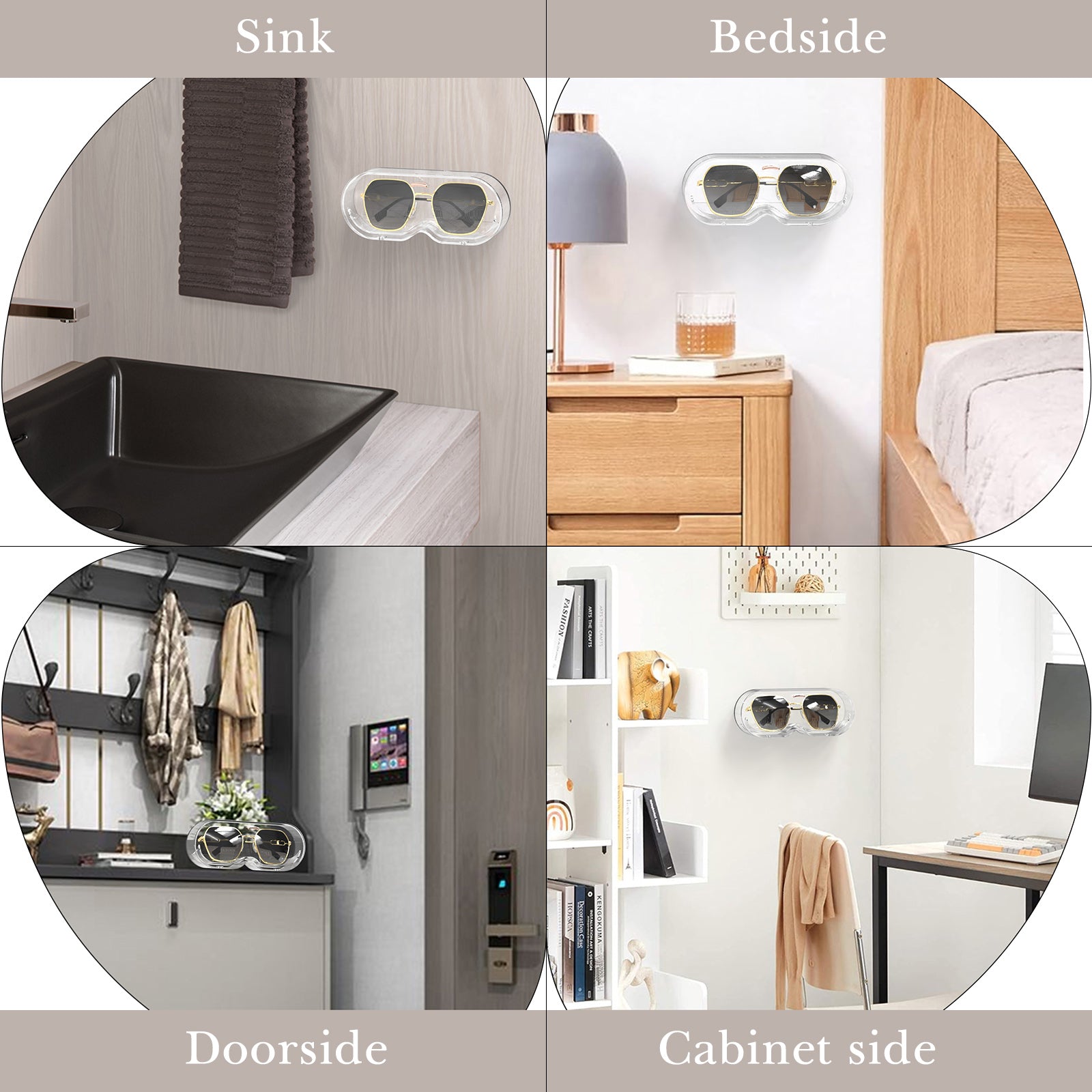 Extra Large Sunglasses Organizer Storage, Wall Mount Clear Glasses Sunglasses Holder with Cover, Sun Glasses Storage Organizer Compatible with Gucci GG0422S Ray Ban RB3025 RB3026 RB3016