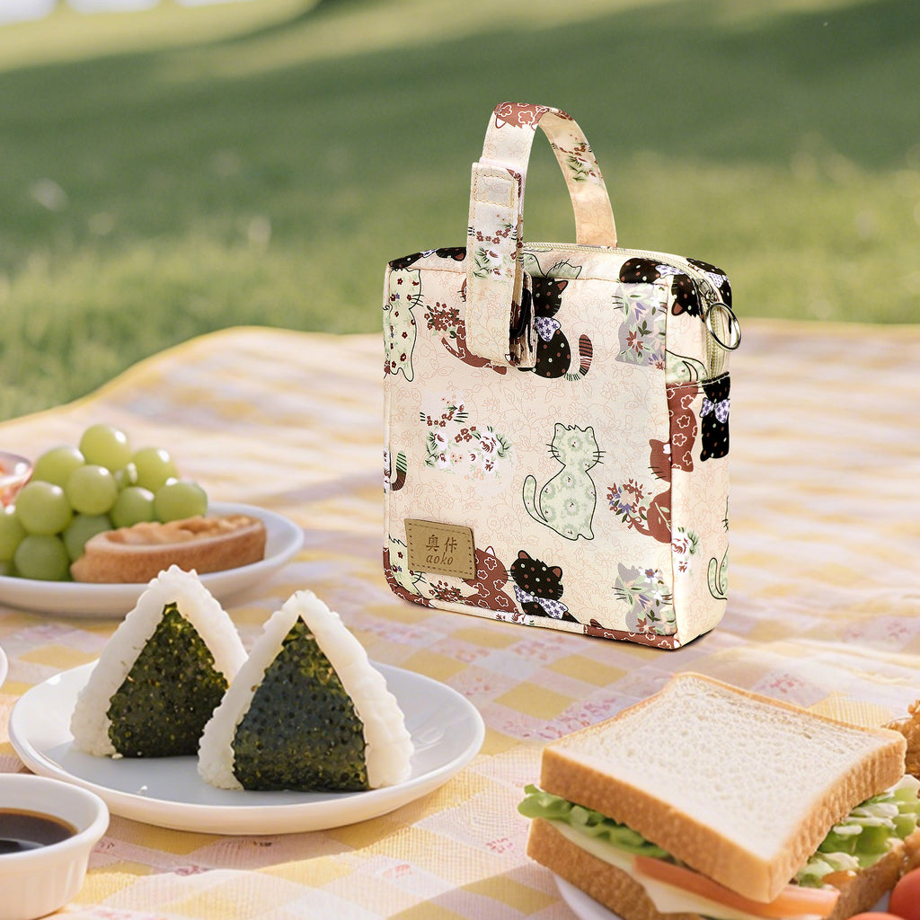 Linkidea Small Insulated Snack Bag, Reusable Thermal Lunch Tote, Lightweight Cooler Storage for Fruit, Picnic, Hiking & Outdoor Use (Beige)