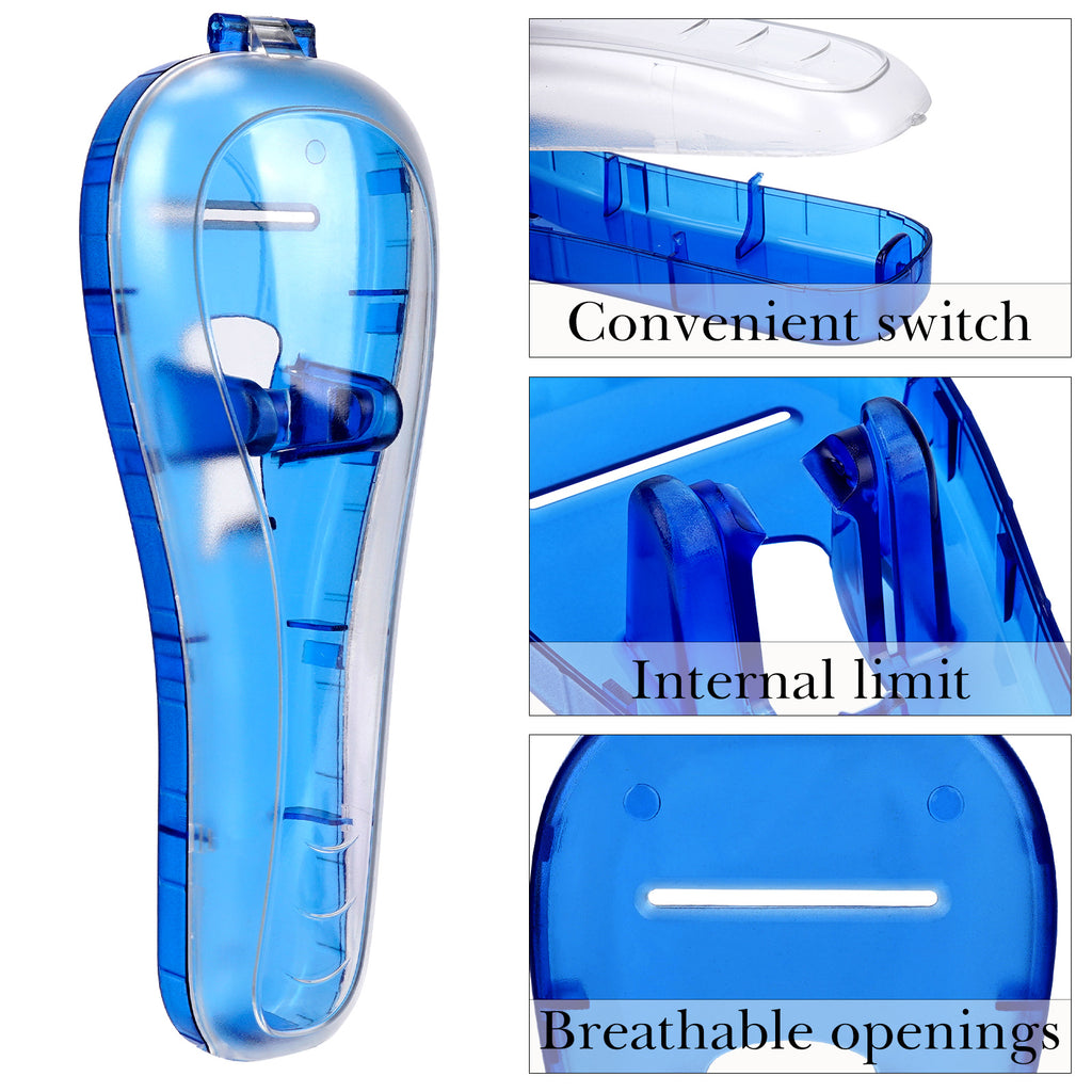 Linkidea 2 Pcs Portable Travel Razor Holder, Protective Razor Case Compatible with Fusion 5 ProGlide, Sensor 3, SkinGuard, Pace 6 Pro (Blue)