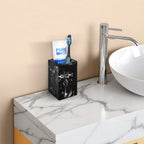Linkidea Countertop Manual Toothbrush Holder for Bathroom, Resin Stand for Toothpaste, Vanity Organizer Compatible with Colgate ExtraClean, Oral-B CrossAction(Black)