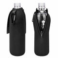 Linkidea 2 Pack Disposable Water Bottle Sleeve Compatible with Smartwater 16.9/20 Fl Oz, Evian 16.9 Fl Oz, Insulated Neoprene Bottled Water Cover Holder with Lockable Zipper, Black