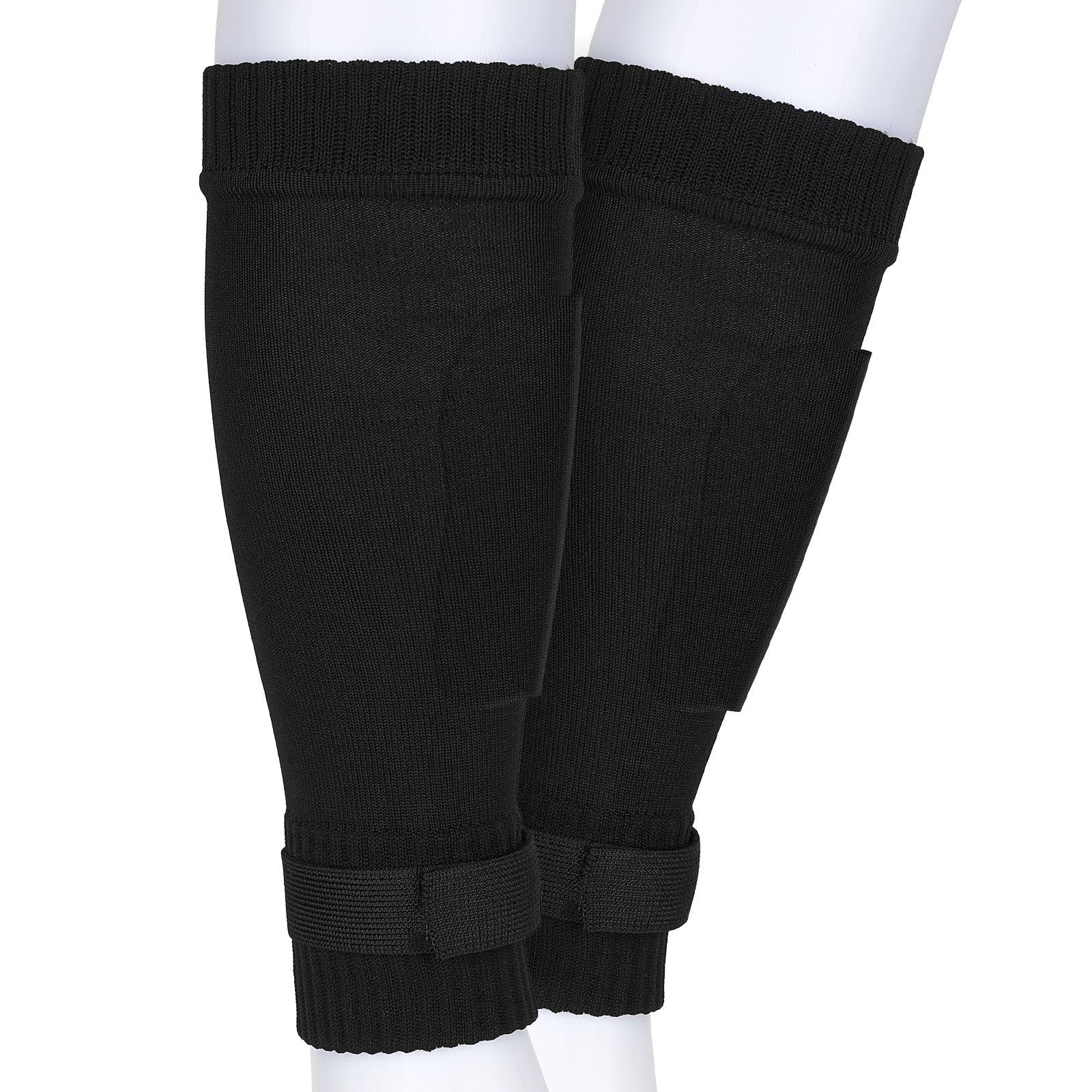Linkidea Kids Soccer Leg Sleeve with Shin Guard Straps, Elastic Compatible with Grip Socks, Best Alternative to Soccer Athletic Socks for Child 6-8 Years (Black)