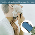 Linkidea Generic EVA Hard Shell Safety Razor Travel Case, Shaving Accessories Blade Head Storage, Men's Portable Travel Shaver Bag Compatible with Gillette Fusion 5 Power, Mach 3 (Navy Blue)