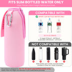 Linkidea Disposable Sport Cap Water Bottle Sleeve Compatible with 23.7 Fl Oz Arrowhead, Insulated Neoprene Plastic Bottled Water Cover with Lockable Zipper, Pink