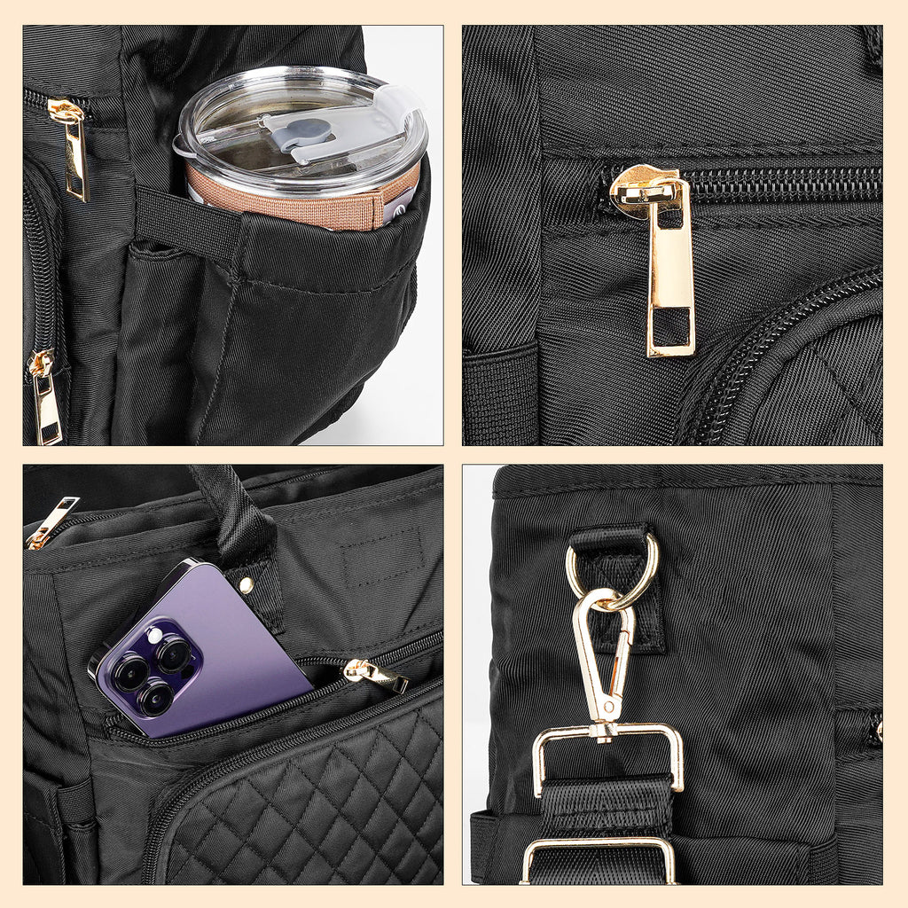 Linkidea Large Capacity Insulated Lunch Bag, Fashionable Lunch Tote Bag for Women, Leak Proof Insulated Lunch Box Bag with Hand Strap Compatible with Bentoheaven, Iteryn, Lovina (Black)