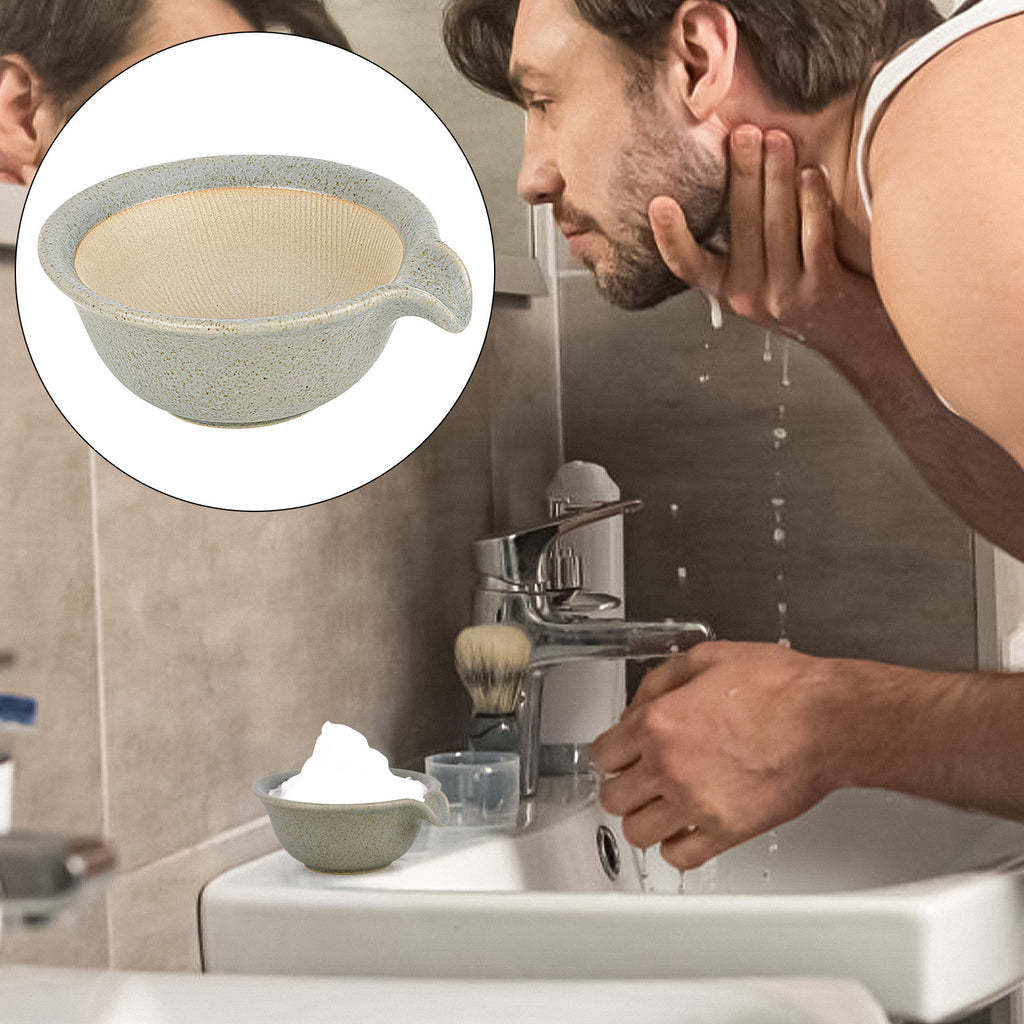 Linkidea Ceramic Shaving & Beard Grooming Bowl for Men, Wide Mouth Lathering Cup for Wet Razors, Traditional Shave Cream Cup (Grey)