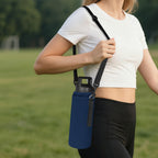 Linkidea Water Bottle Carrier with Strap Compatible with YETI Rambler Bottle 26oz/36oz, Waterbottle Sling Bag Holder with Shoulder Strap, Navy Blue