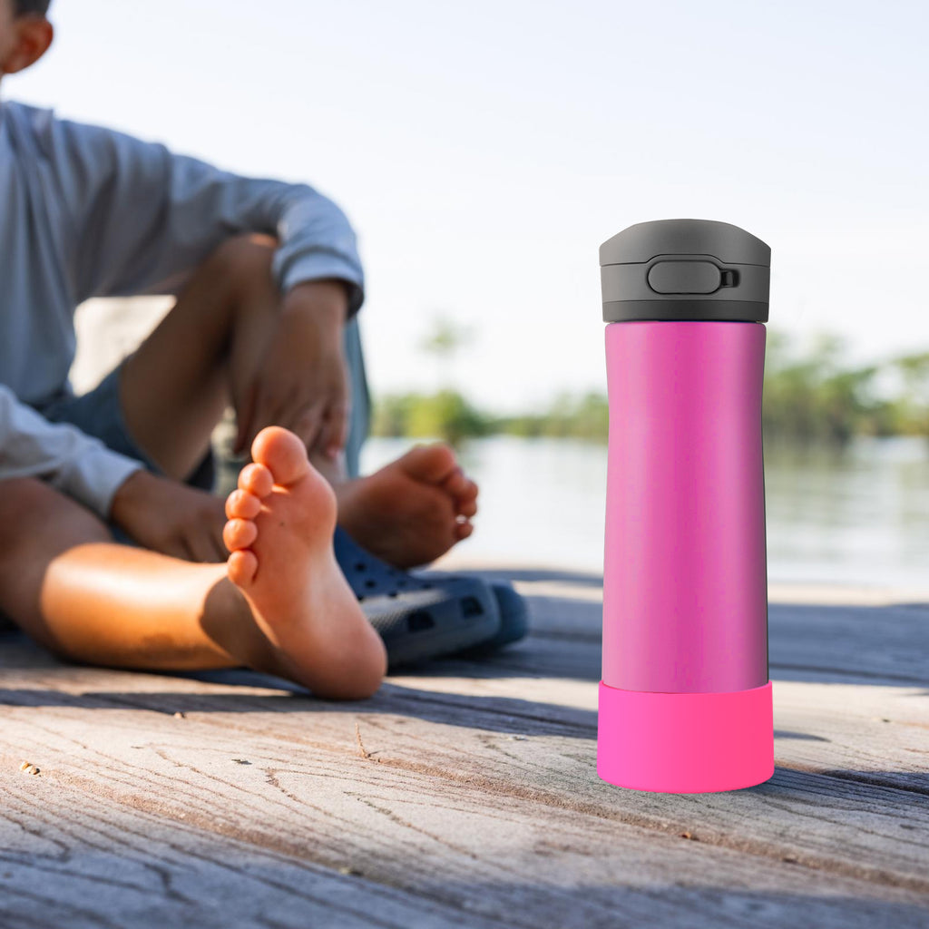Linkidea 2 Pack Water Bottle Boot Compatible with Contigo Jackson Chill 2.0 20oz/24oz, Cortland 24oz, Silicone Anti-Slip Bottle Bottom Bumper Protector (Pink)