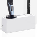 Linkidea Acrylic Bathroom Cord Storage Box, Compatible with Electric Toothbrush and Razor, Waterproof Power Cable Management Holder, Countertop Wire Organizer Container (White)