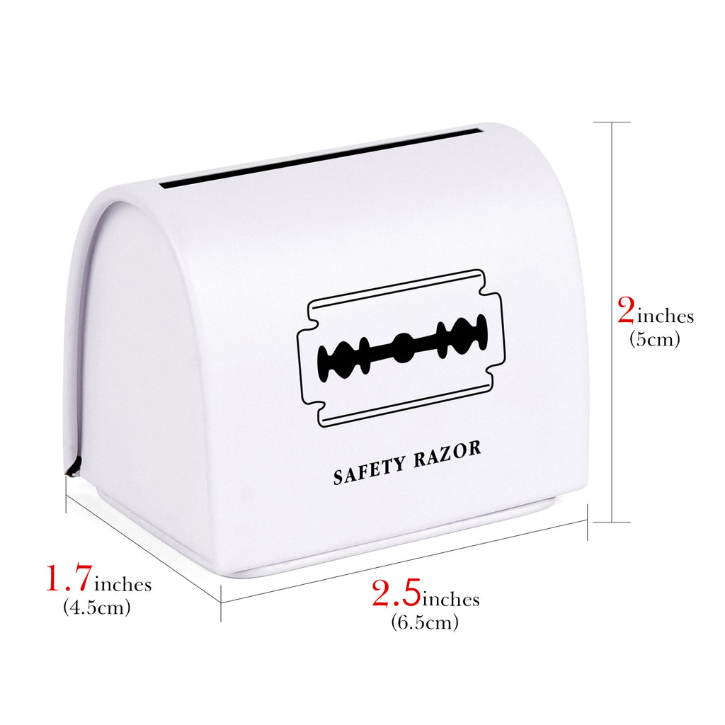 Linkidea 4 Pack Safety Razor Blade Bank, Tin-Plated Metal Blade Disposal Container for Used Double Edge Blades, Recyclable Storage for Bathroom & Travel (White)