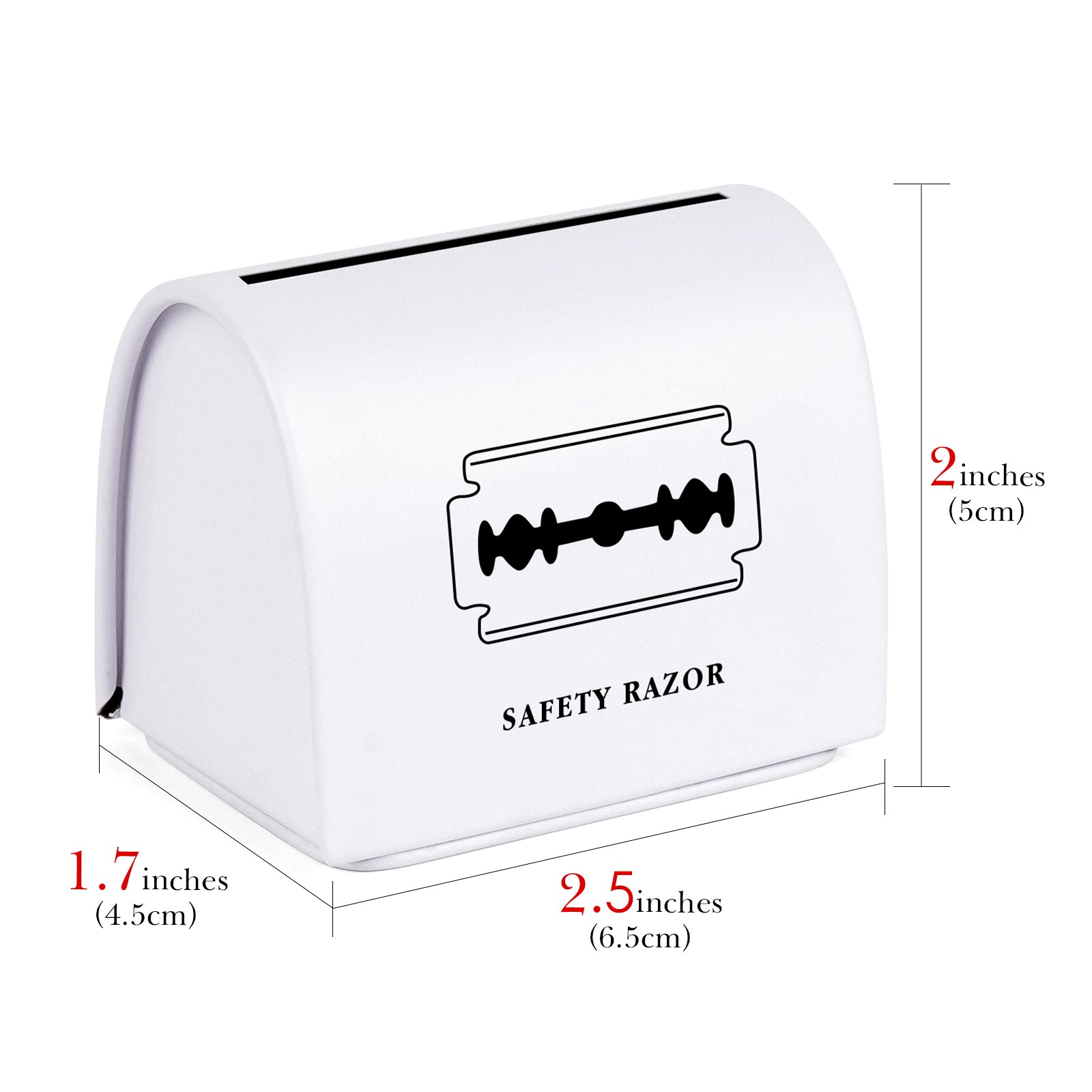 Linkidea 4 Pack Safety Razor Blade Bank, Tin-Plated Metal Blade Disposal Container for Used Double Edge Blades, Recyclable Storage for Bathroom & Travel (White)