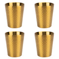 Linkidea 10 Oz Stainless Steel Double-Wall Tumbler Set of 4, Leak-Proof, Easy to Clean Water Cups, Ideal for Beer, Coffee, Ice Cream, Smoothies, Hot& Cold Drinks (Gold)