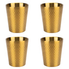 Linkidea 10 Oz Stainless Steel Double-Wall Tumbler Set of 4, Leak-Proof, Easy to Clean Water Cups, Ideal for Beer, Coffee, Ice Cream, Smoothies, Hot& Cold Drinks (Gold)