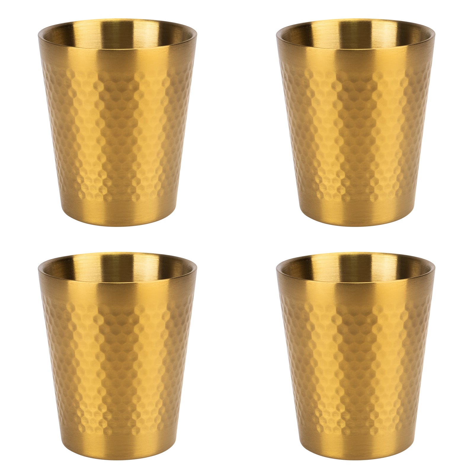 Linkidea 10 Oz Stainless Steel Double-Wall Tumbler Set of 4, Leak-Proof, Easy to Clean Water Cups, Ideal for Beer, Coffee, Ice Cream, Smoothies, Hot& Cold Drinks (Gold)