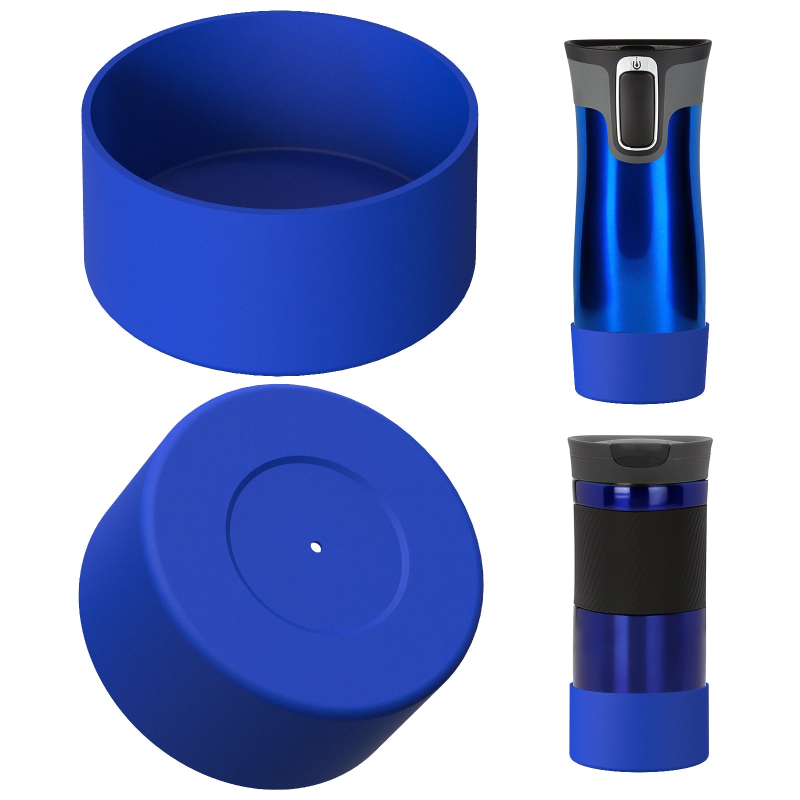Linkidea 2 Pack Water Bottle Boot Compatible with Contigo West Loop 2.0 16oz/20oz/24oz, Huron 2.0 16oz/20oz, Silicone Anti-Slip Bottle Bottom Bumper Protector (Navy Blue)