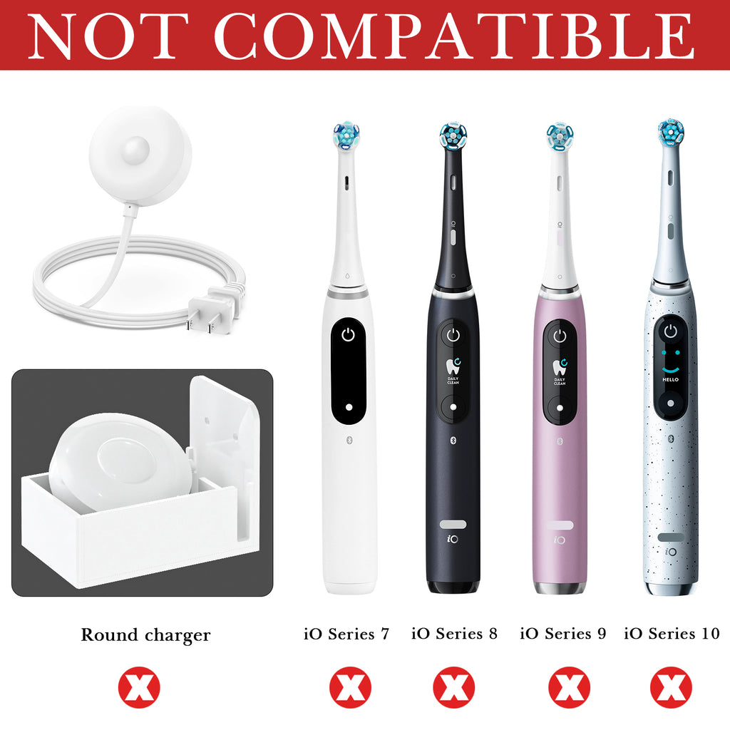 Linkidea Wall Mount Electric Toothbrush Charger Holder, Self Adhesive Tooth Brush Stand for Bathroom, Powered Toothbrush Stand Compatible with Oral-B iO 3/5, Smart Pro (Oval Charger Only)