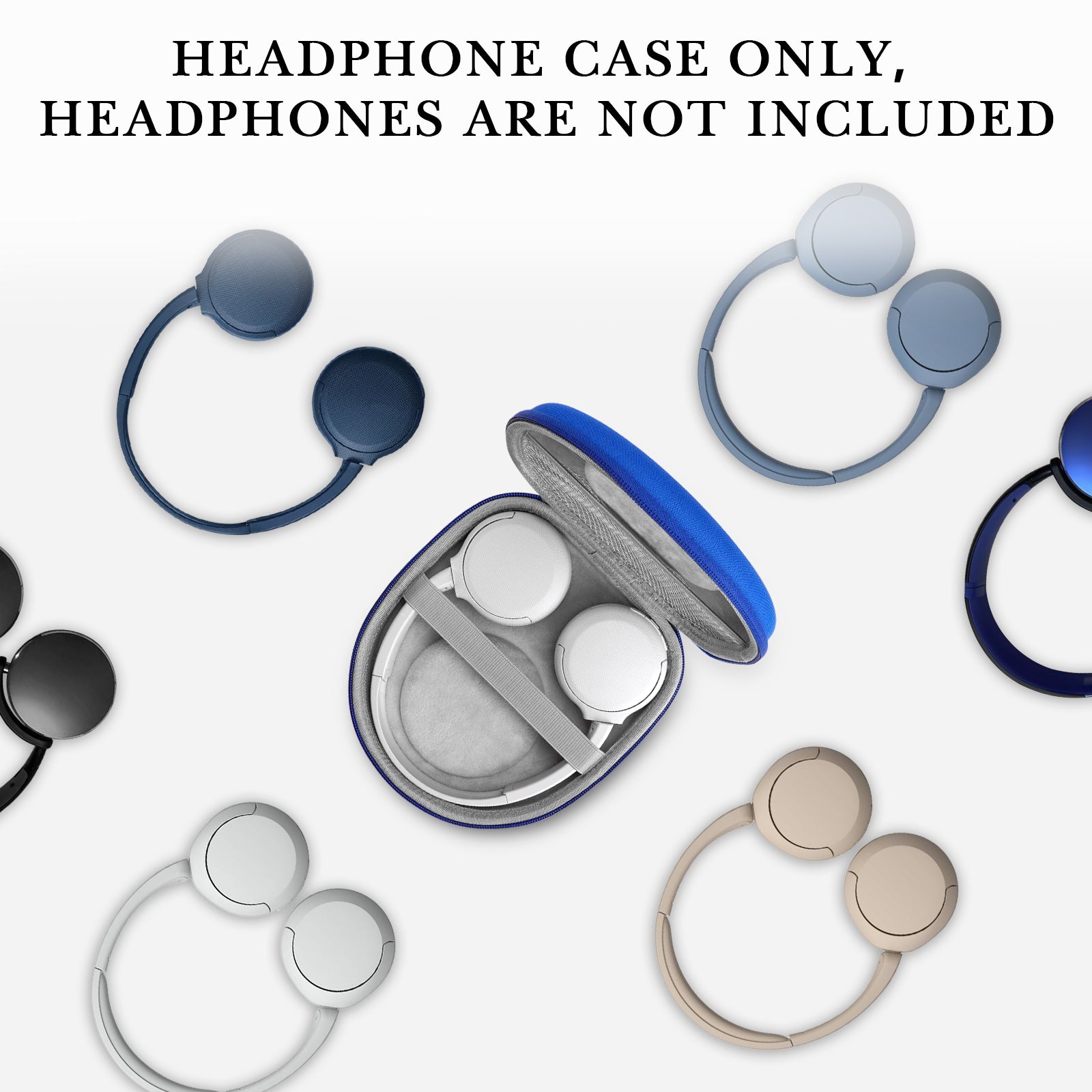 Linkidea Headphones Carrying Case Compatible with Sony WH-CH520/CH510, MDR-ZX310, Skullcandy Riff 2 and More, Replacement Protective Hard Shell Travel Bag with Cable, Charger Storage (Blue)