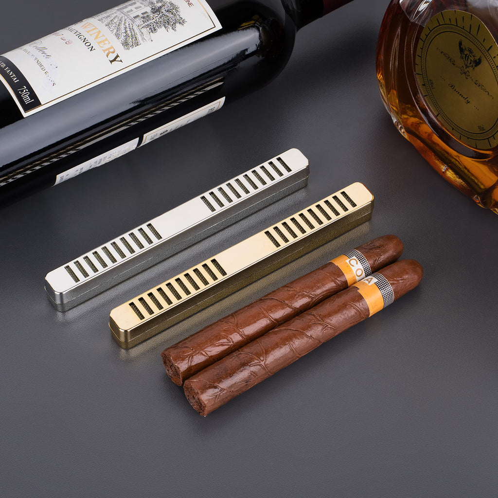 Linkidea Cigar Humidifier with Dropper, Cuboid Humidor Accessories for Cigars & Tobacco Freshness, Compatible with Various Humidors, Premium Cigar Moisture Control Device (Silver/Gold)