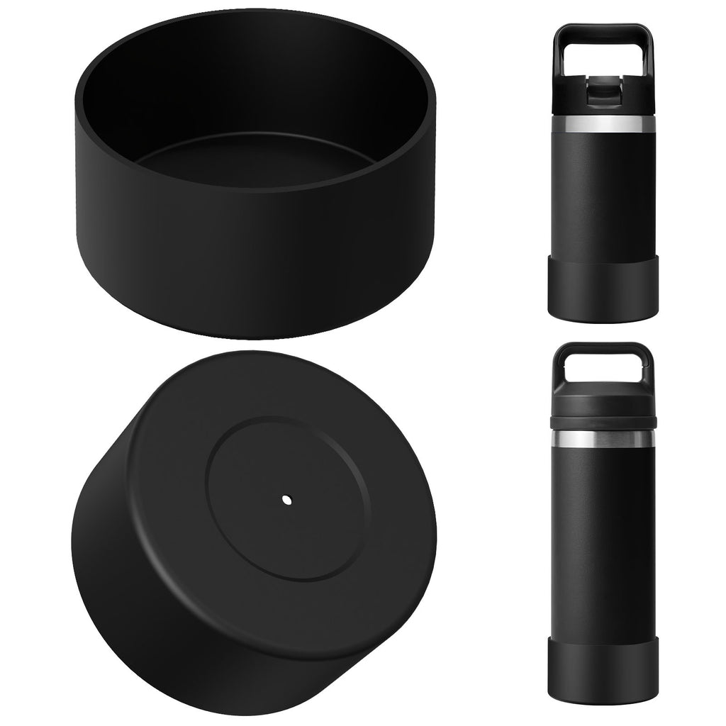 Linkidea Water Bottle Boot Compatible with YETI Rambler Jr. Kids 12oz, Rambler 12oz/18oz, Yonder 20oz/25oz, Silicone Anti-Slip Bottle Bottom Sleeve Bumper Protector (Black / 2 Pack)