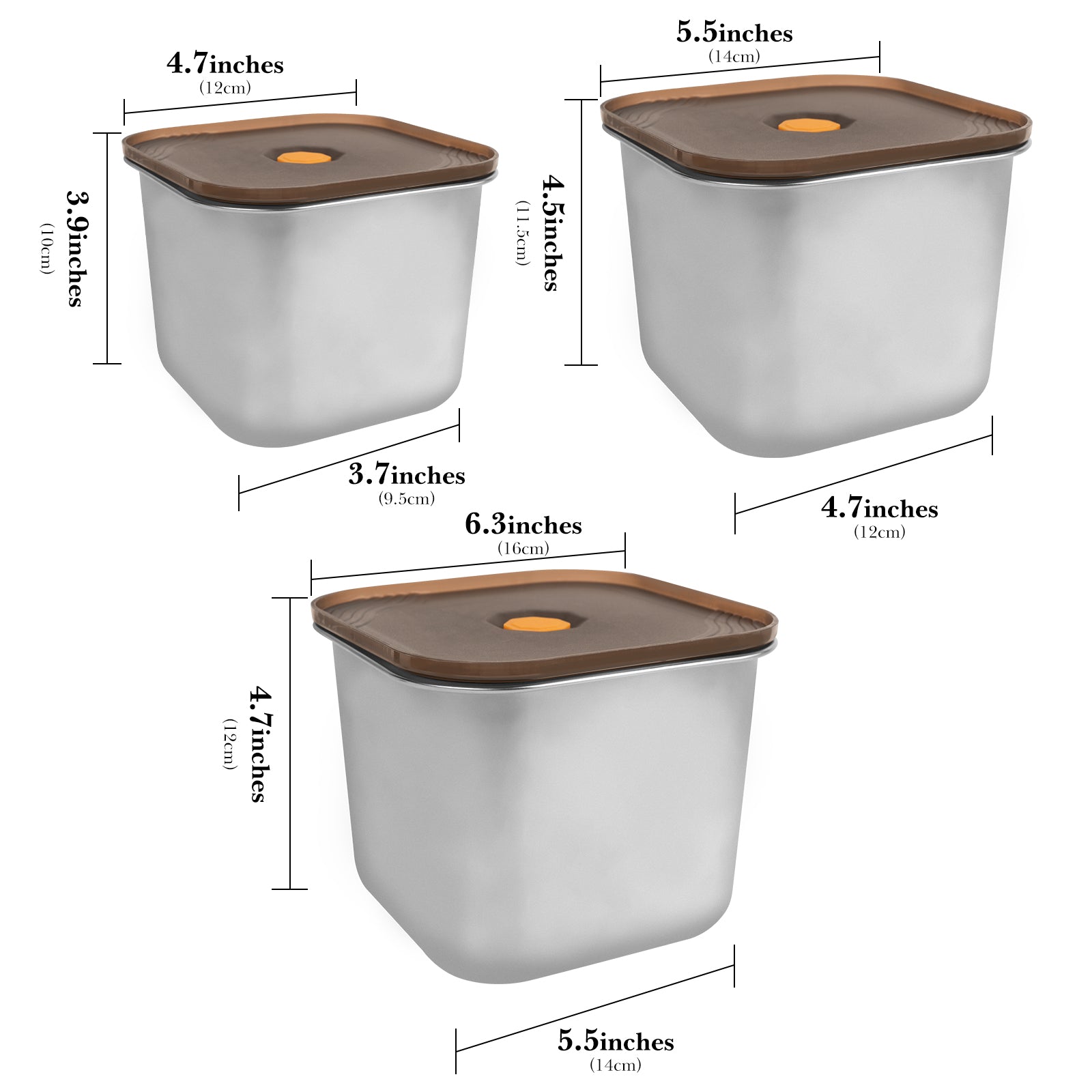 Linkidea 3 Pcs Stainless Steel Food Storage Containers Set, Metal Meal Prep Containers-Stackable Storage Containers with lids, Freezer to Oven Safe