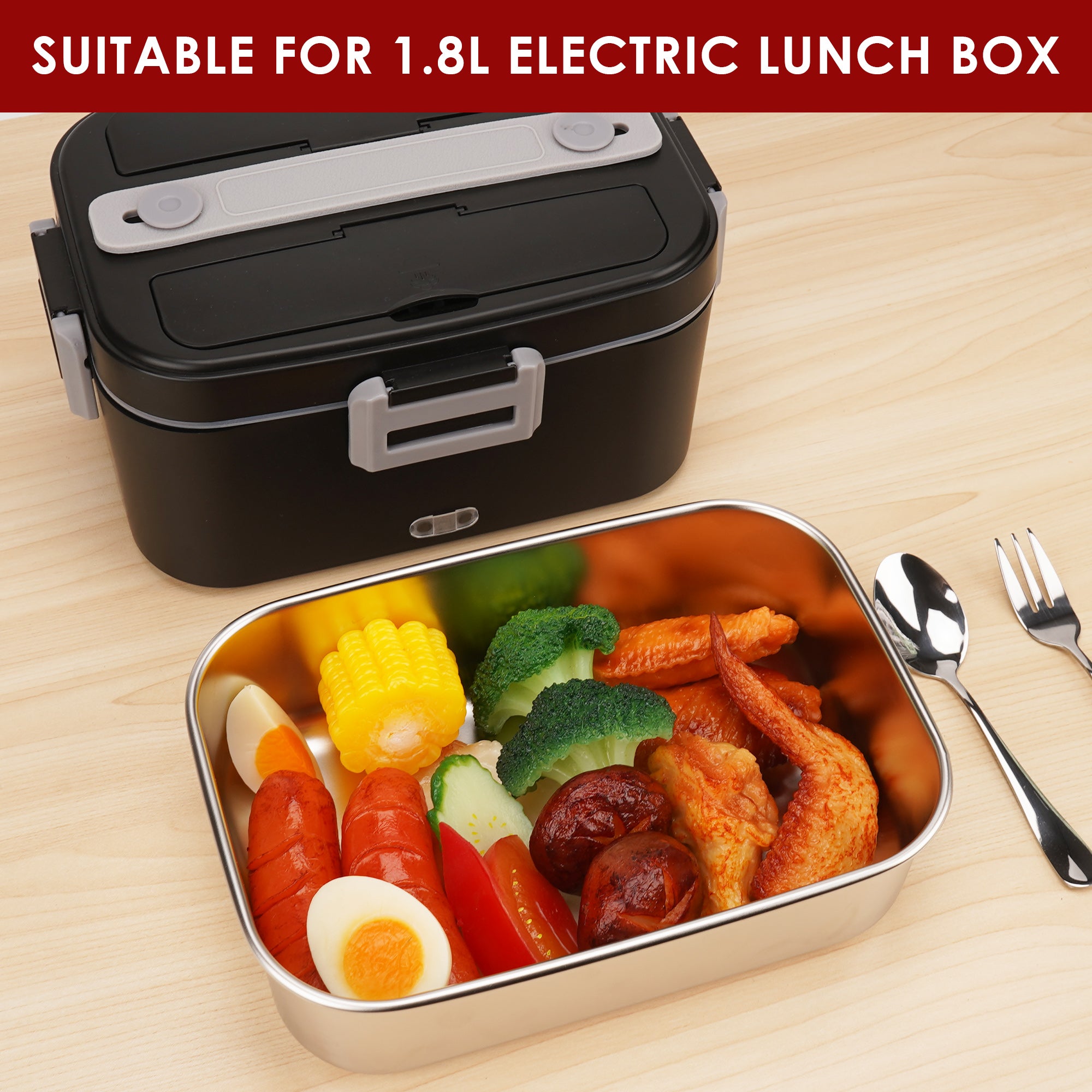 Linkidea 304 Stainless Steel Electric Lunch Box Inner Container, Compatible with DUPASU 1.8L, 8.7" Removable Reusable Tray, Non-Compartments Food Organizer Replacement (Silver)