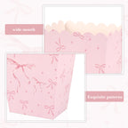 Linkidea 20 Pcs Pink Popcorn Boxes with Bows, Candy Treat Cases for Party Favors, Compact Gift Boxes for Girls Birthday, Cheerleading, Bachelorette Party Supplies
