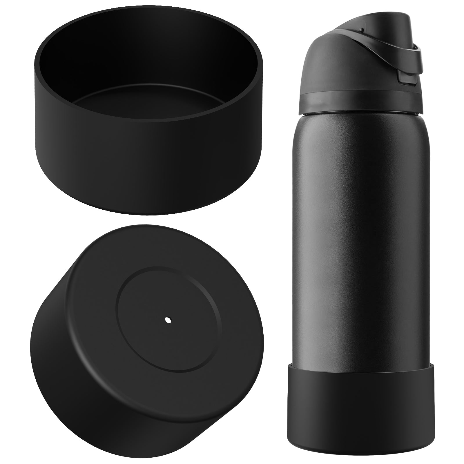 Linkidea 2 Pack Water Bottle Boot Compatible with Owala FreeSip 40oz, Silicone Anti-Slip Bottle Bottom Bumper Protector (Black)