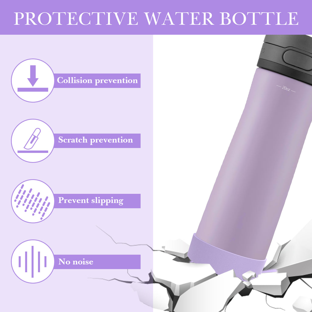 Linkidea 2 Pack Water Bottle Boot Compatible with Contigo Jackson Chill 2.0 20oz/24oz, Ashland Chill 20oz/24oz, Silicone Anti-Slip Bottle Bottom Bumper Protector (Violet)