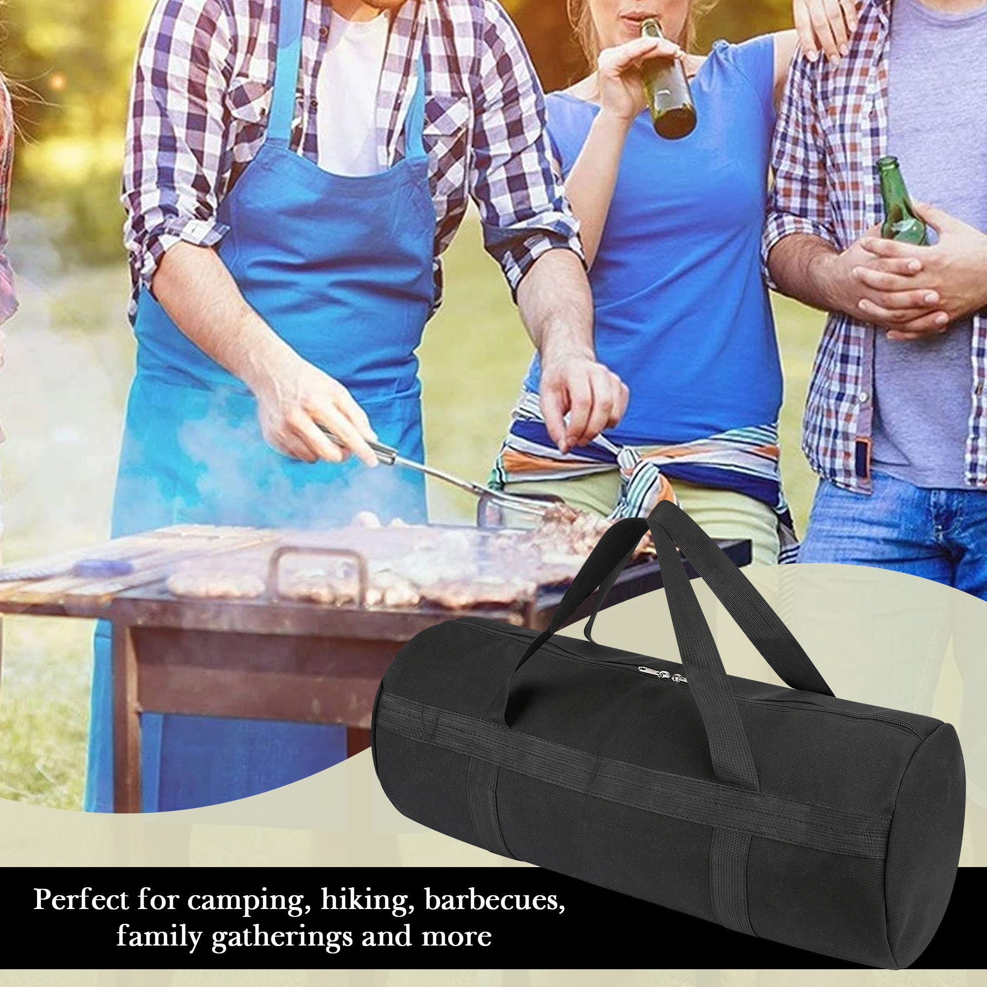 Linkidea 24" Grill Accessory Storage Bag, Double Zipper BBQ Tool Storage Bags, Extra Thick Grill Bag for Outdoor Grilling, Camping, Hiking (Black)