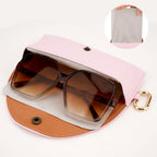 Linkidea Oversized Sunglasses Pouch, Large Frame Glasses Pouch for Sunglass, Eyeglasses Travel Bag Compatible with Rayban Aviator Titanium/Reverse Warby Parker Johanna/Bridie (Pink)