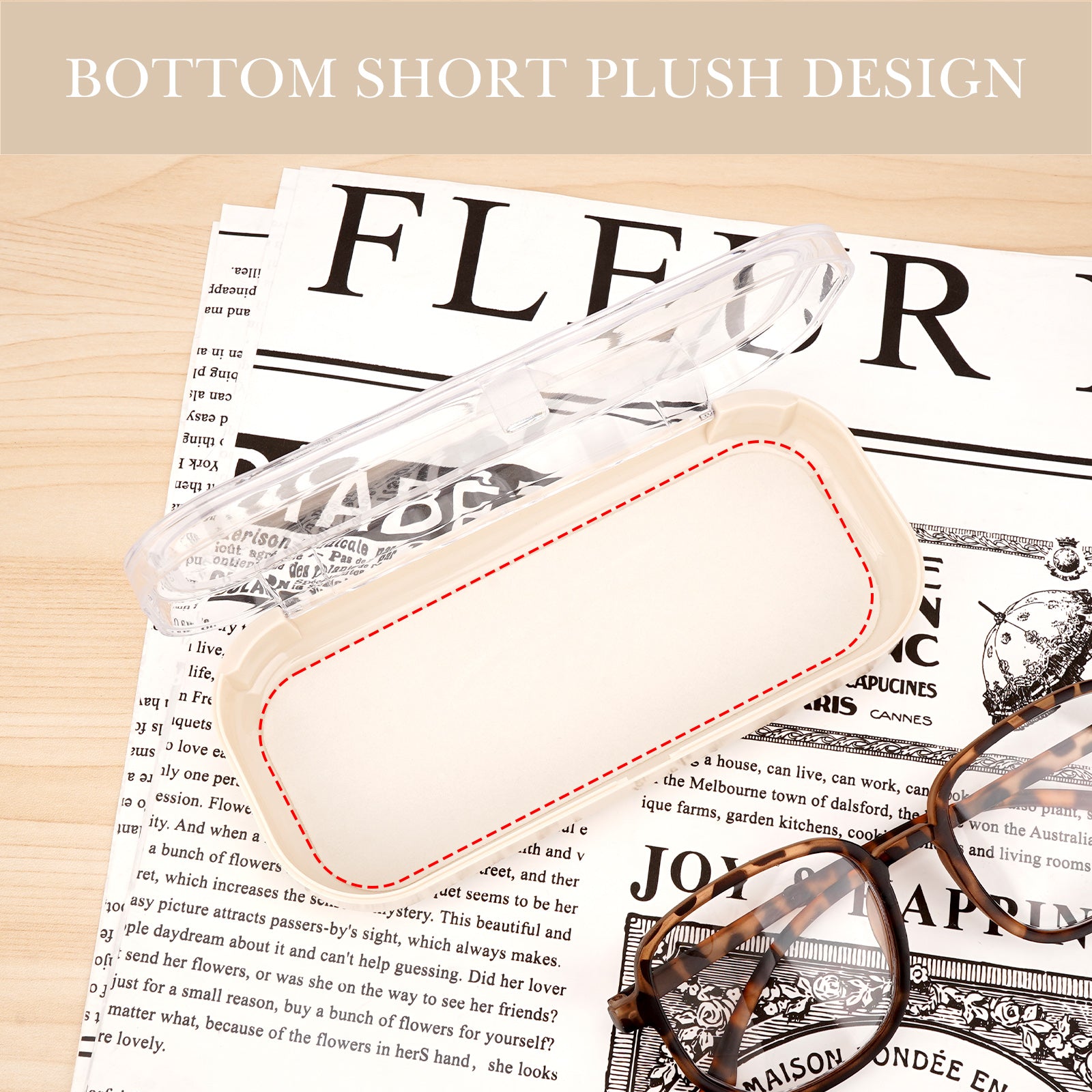 Hard Shell Reading Eyeglasses Case, Clear Plastic Portable Eyewear Display Storage Case for Nightstand Office Desk Organizer
