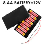 Linkidea 12v Battery Case with Switch, 8 x AA 12V Batteries Holder Box with Wired Leads and On/Off Switch (2 Pack)