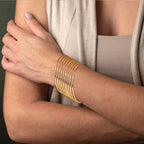 10-Piece Gold-Tone Extra-Large Bangle Set for Women, 2.68" Fixed Round Bracelets, Thin Stackable Textured Bangles for Large Hands, Non-Adjustable