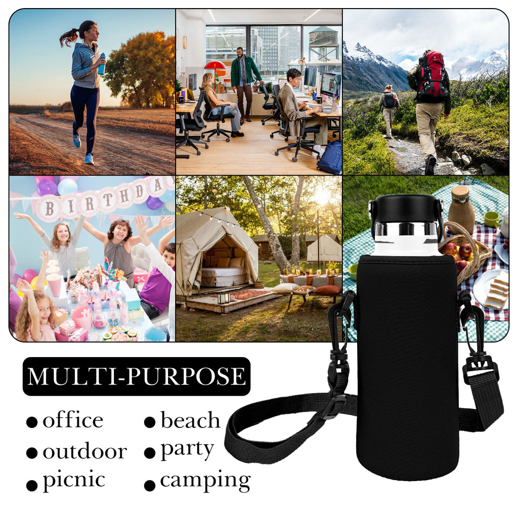 Linkidea Water Bottle Carrier with Strap Compatible with Simple Modern Summit Collection 22oz, Hydro Flask Wide Mouth, Waterbottle Sling Bag Holder with Shoulder Strap (Black)