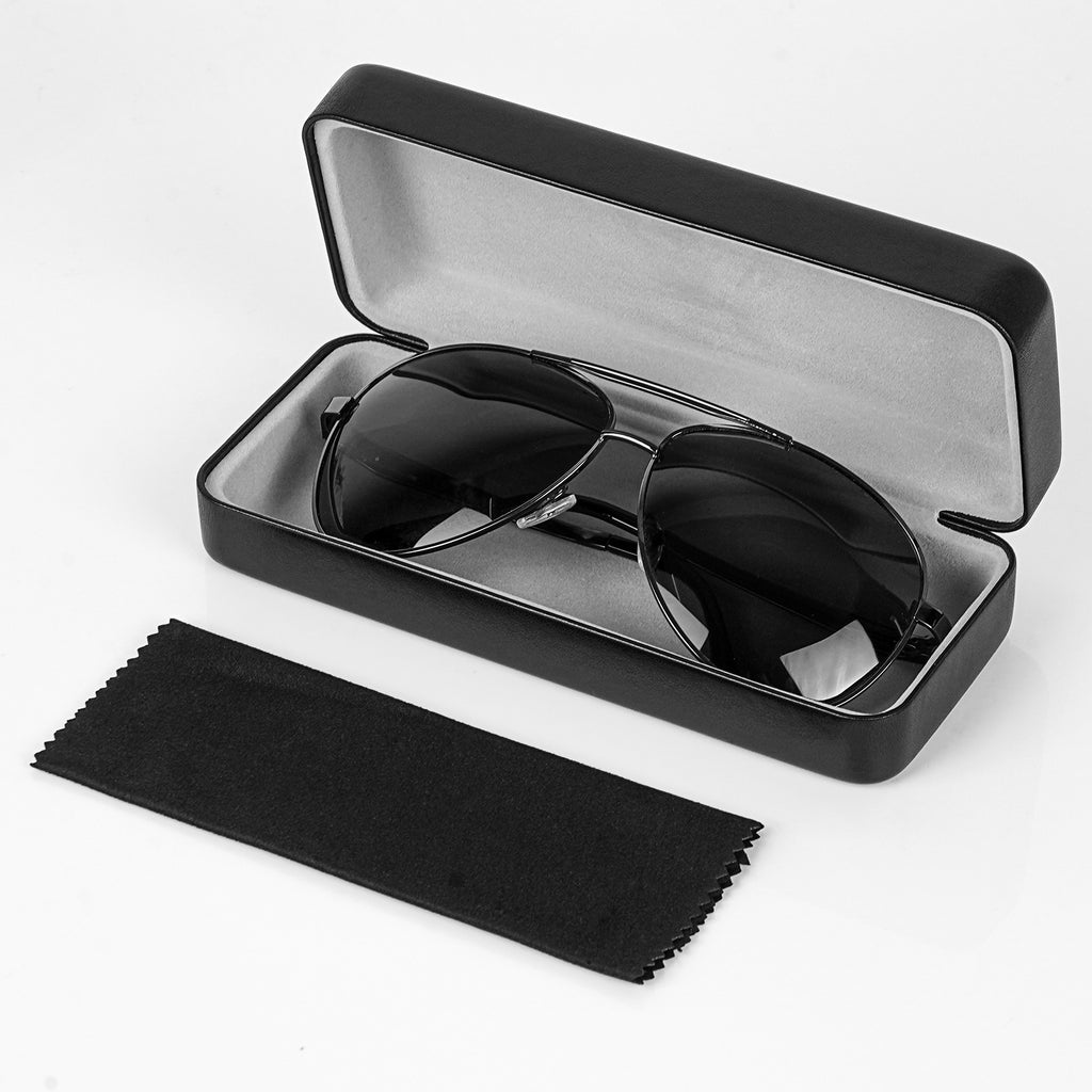 Extra Large Hard Shell Sunglasses Case, Vegan Leather Protective Eyewear Storage Organizer Compatible with DIOR EverDior A1U 30Montaigne BU Missdior B1U QUAY NIGHTFALL (XXL, Black)