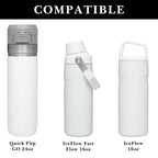 Linkidea 2 Pack Water Bottle Boot Compatible with Stanley Quick Flip GO 24oz, IceFlow Fast Flow 16oz, Silicone Water Bottle Bottom Bumper Protector (Clear White)