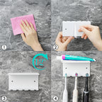 Linkidea Wall Mount Electric Toothbrush Holder for Bathroom, Aluminum Self Adhesive 5 Slots Tooth Brush Organizer Hanger Compatible with Oral-B iO Series, Philips Sonicare 5100/5300 (White)