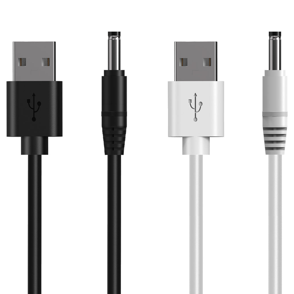 Linkidea 2 Pack Replacement Charger Cable Compatible with Fairywill FW-917/508/507 D1 D3 D7 D8 E6 E10 E11, Sonic Electric Toothbrush Charging Cord (Black, White / 4 ft)