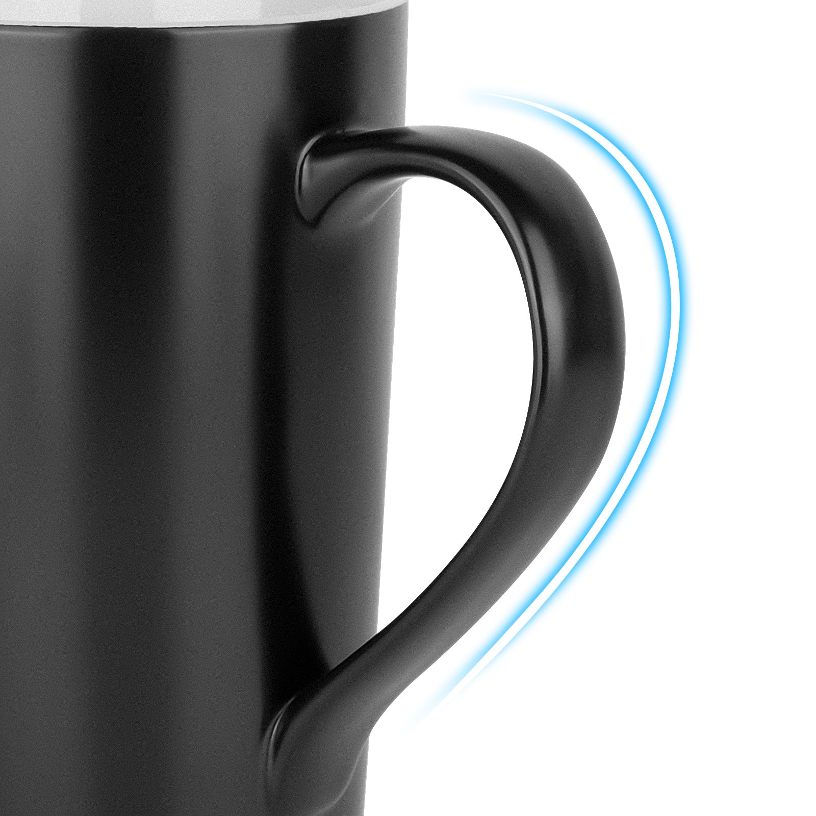 Linkidea 20oz Extra Large Tea and Coffee Mugs, Set of 2 Ceramic Tall Coffee Mugs with Handles, Teacups Large Capacity Cup for Latte, Beer, Hot Cocoa, Microwave and Dishwasher Safe, Black