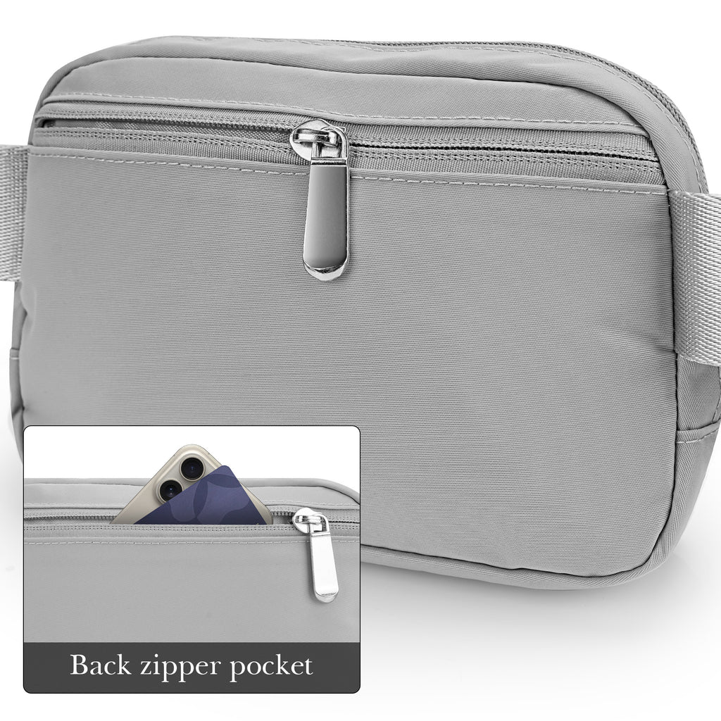 Extra Long Strap Fanny Pack, 60 Inch Max Adjustable Plus Size Crossbody Bag, Extended Length Waist Bag, Everywhere Belt Bag 1L, Grey
