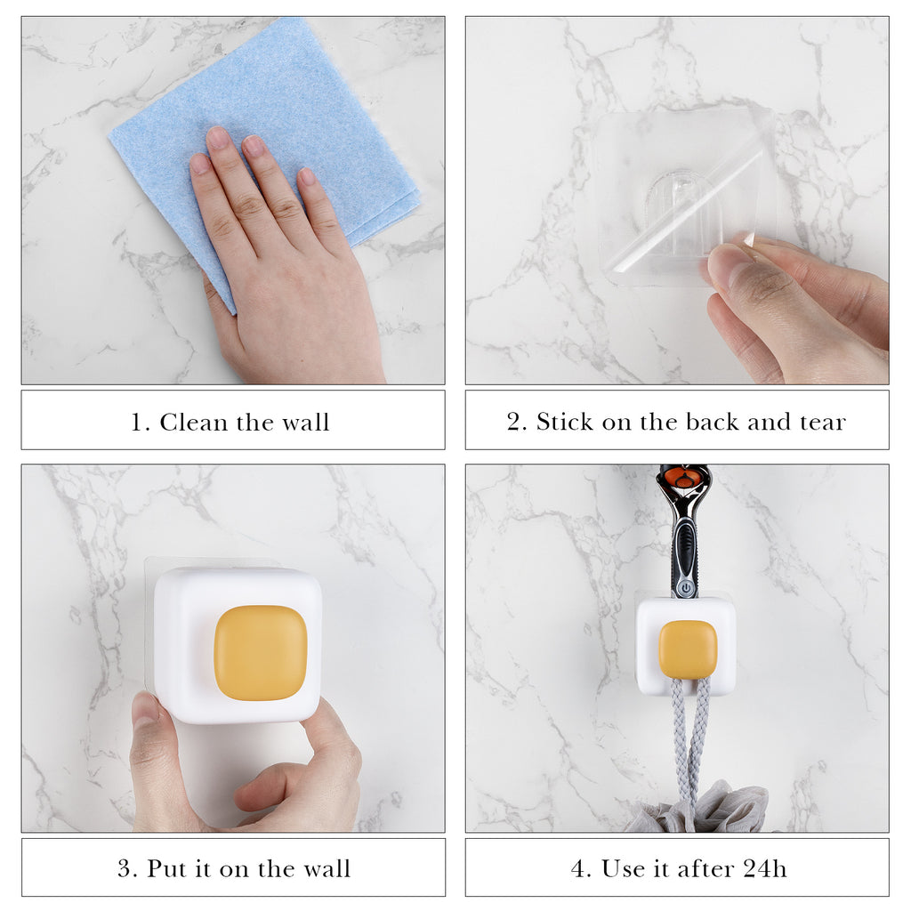 Linkidea 2 Pack Shower Wall Mount Razor Holder, Self-Adhesive Drain Storage, Shaver Organizer for Loofah, Compatible with Gillette Fusion 5 Power, Dorco Pace 6 Pro(White)
