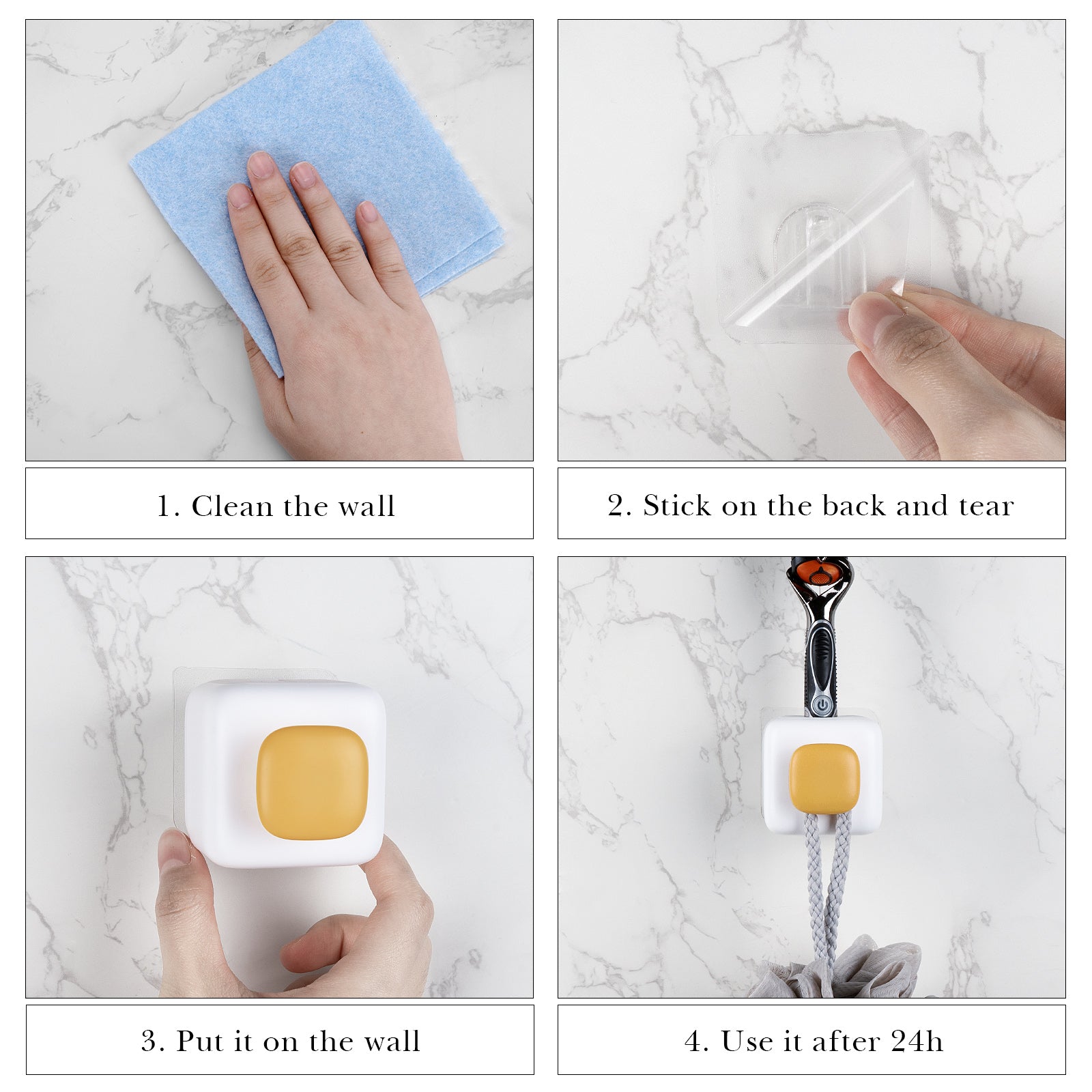 Linkidea 2 Pack Shower Wall Mount Razor Holder, Self-Adhesive Drain Storage, Shaver Organizer for Loofah, Compatible with Gillette Fusion 5 Power, Dorco Pace 6 Pro(White)