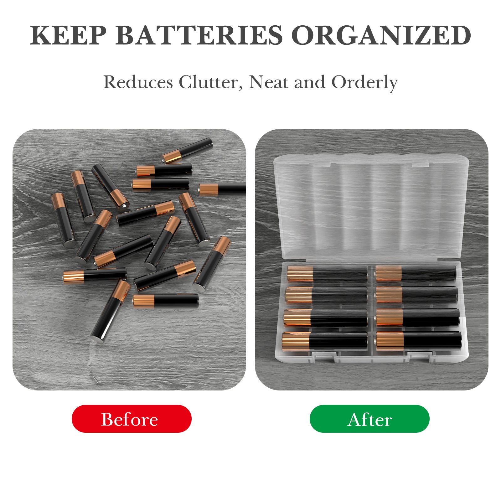 Linkidea 4 Pack AAA Battery Organizer Box, Waterproof Portable Travel Case, Holds 8 AAA Batteries Storage for Home & Travel Accessories (Clear)
