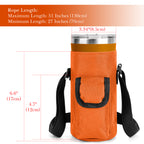 Linkidea Tumbler Carrier with Strap Compatible with YETI Rambler Tumbler 20oz, IRON °FLASK Classic Tumbler 2.0 20/24oz, Coffee Mug Sling Bag Holder, Shoulder Strap with Pocket, Orange